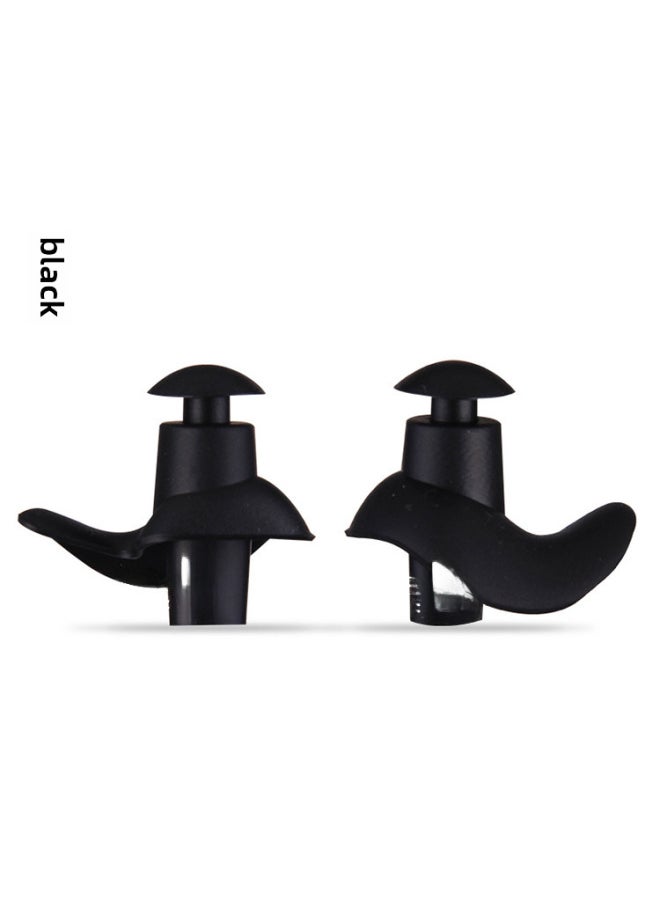 Generic - Swimming Earplugs Professional Ear Anti-water Silicone Earplugs Anti-noise Sleep Sound Insulation Earplugs Swimming Nose Clip Set-Color:Black Pair (no Packaging) - Image 1