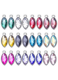 BronaGrand 24Pcs Crystal Birthstone Charms Leaf Shape Charm Pendants Crystal Beads Pendants Crystal Charm For Diy Jewelry Necklace Earrings Bracelet Making Supplies 9Mm×20Mm 12 Colors  - Image 1