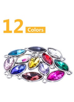 BronaGrand 24Pcs Crystal Birthstone Charms Leaf Shape Charm Pendants Crystal Beads Pendants Crystal Charm For Diy Jewelry Necklace Earrings Bracelet Making Supplies 9Mm×20Mm 12 Colors  - Image 4