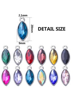 BronaGrand 24Pcs Crystal Birthstone Charms Leaf Shape Charm Pendants Crystal Beads Pendants Crystal Charm For Diy Jewelry Necklace Earrings Bracelet Making Supplies 9Mm×20Mm 12 Colors  - Image 3