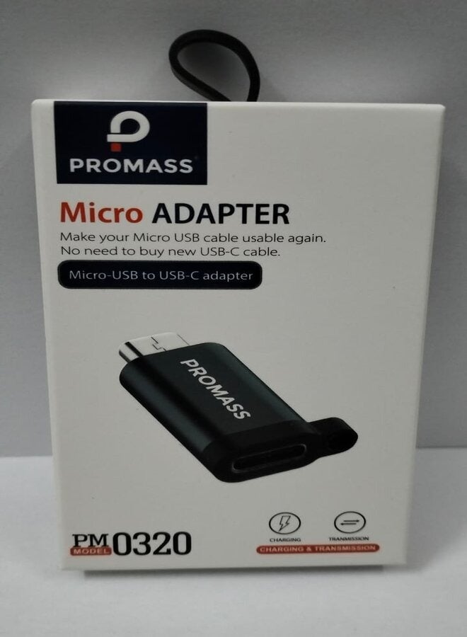PROMASS Micro USB To USB-C Adapter black.  - Image 1