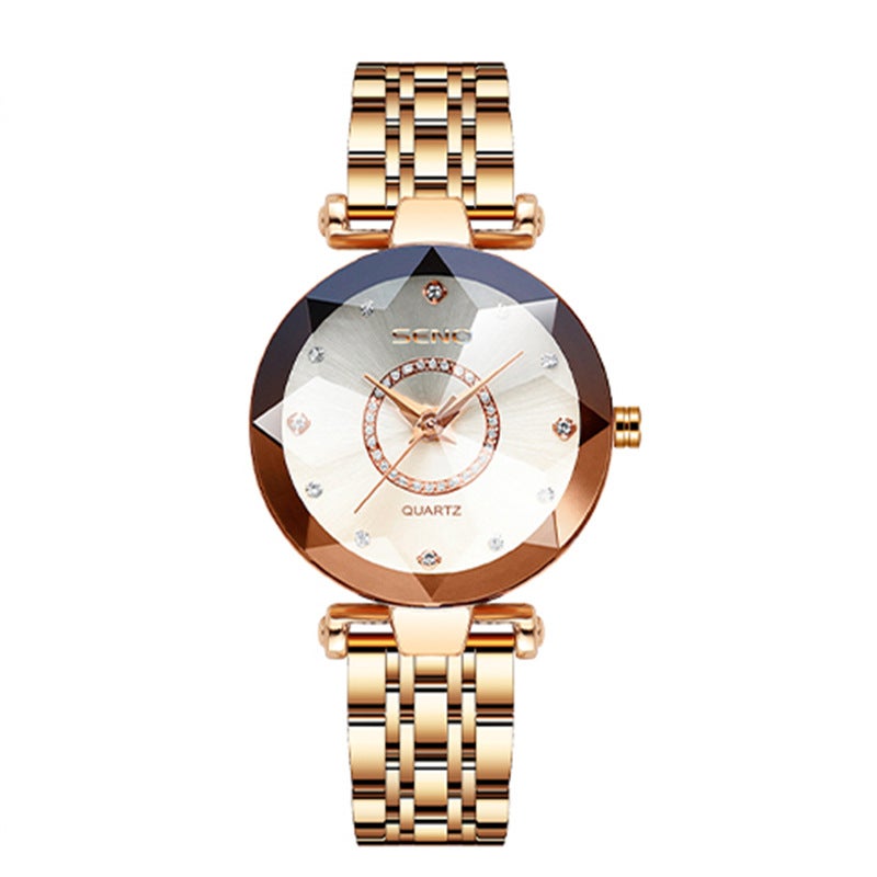 SENO Hot Selling Ocean Heart Quartz Watch for Women with Diamond-Encrusted Steel Band, Waterproof - Image 1