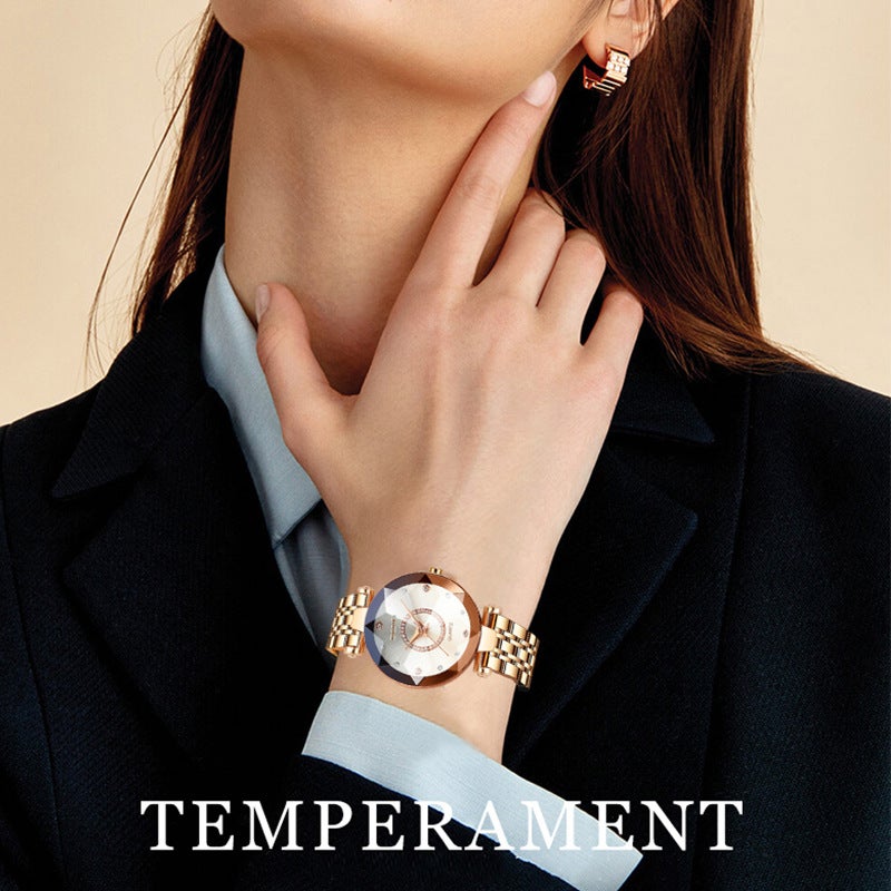 SENO Hot Selling Ocean Heart Quartz Watch for Women with Diamond-Encrusted Steel Band, Waterproof - Image 2