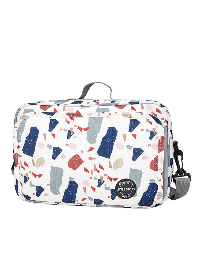 Little Story Baby Diaper Changing Clutch Kit With Detachable Shoulder Strap - Geo White - Image 1