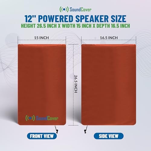SoundCover 12-Inch PA/DJ Speaker Cover – Brown 420D Polyester with Silver UV50 Coating – Water-Resistant, Protective Bag for Stand-Mounted Powered Speakers – Lightweight, Open-Bottom Design (Single Cover) - Image 2
