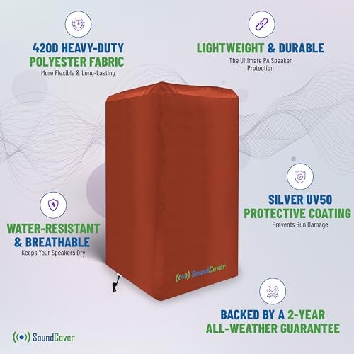 SoundCover 12-Inch PA/DJ Speaker Cover – Brown 420D Polyester with Silver UV50 Coating – Water-Resistant, Protective Bag for Stand-Mounted Powered Speakers – Lightweight, Open-Bottom Design (Single Cover) - Image 5
