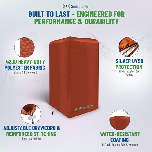 SoundCover 12-Inch PA/DJ Speaker Cover – Brown 420D Polyester with Silver UV50 Coating – Water-Resistant, Protective Bag for Stand-Mounted Powered Speakers – Lightweight, Open-Bottom Design (Single Cover) - Image 3