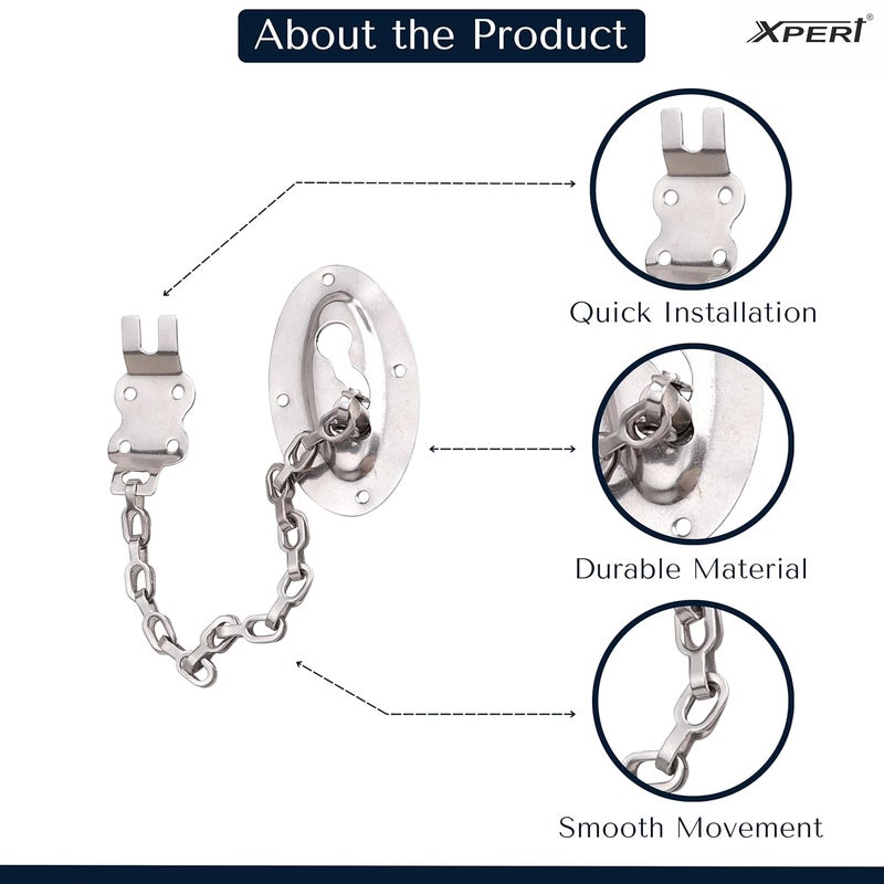 Xpert Door Chain - SSDC 711 (SS) by , 1 Pc, Works with Chain Lock for Door, and Door Lock, Goes Door Locks for Main Door, Door Chain Lock for Main Door, and Safety Lock for Door - Image 2