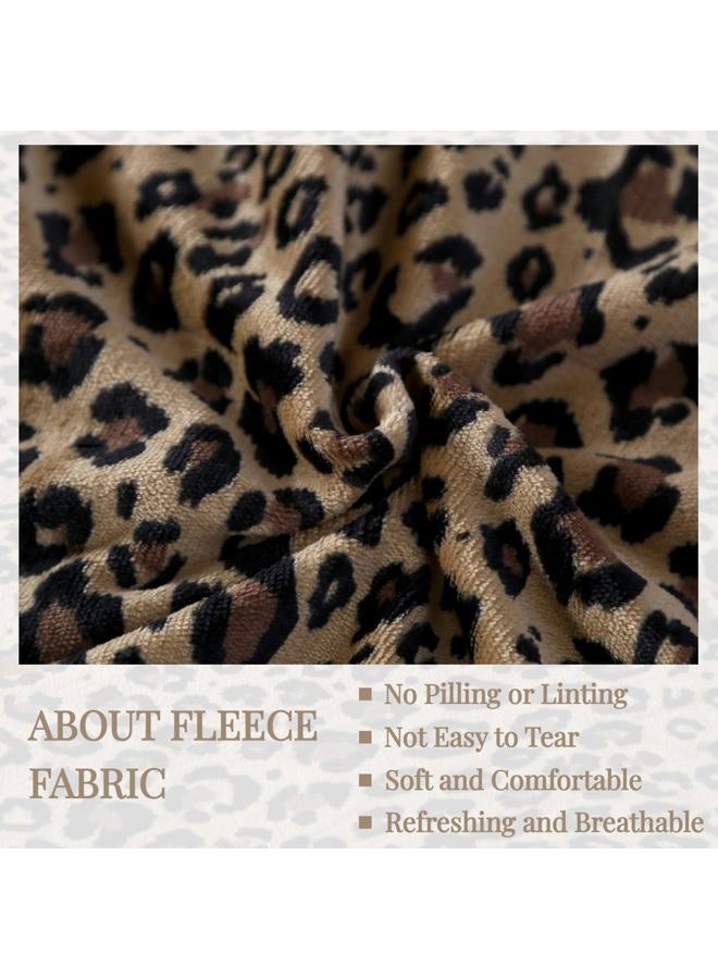 MAG 3Pcs Leopard Print Fleece Full Size Sheets Set,Microfiber Cheetah Brwon Full Size Bed Set,Romantic Fluffy Warm Super Soft for Women Men,with 1*Fitted Sheet + 2*Pillowcases. - Image 5