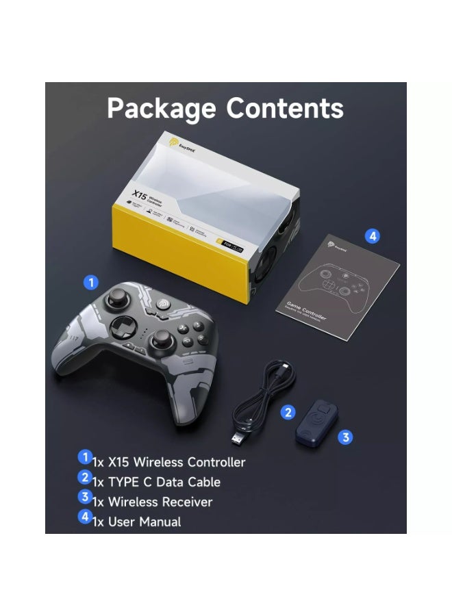 إيزي إس إم إكس وحدة تحكم لاسلكية X15 بتقنية بلوتوث مزودة بعصا تحكم هول/محفزات هول/إضاءة RGB - لا يوجد انحراف للعصا، ولا منطقة ميتة - تعمل مع أجهزة الكمبيوتر التي تعمل بنظام ويندوز، وأجهزة أندرويد، وستيم، وسويتش - Image 3
