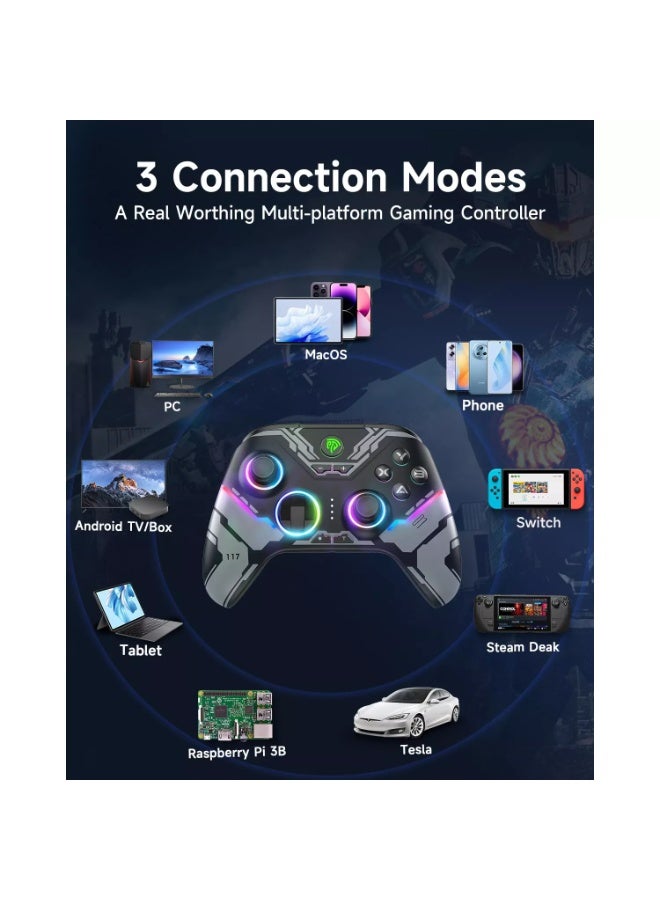 إيزي إس إم إكس وحدة تحكم لاسلكية X15 بتقنية بلوتوث مزودة بعصا تحكم هول/محفزات هول/إضاءة RGB - لا يوجد انحراف للعصا، ولا منطقة ميتة - تعمل مع أجهزة الكمبيوتر التي تعمل بنظام ويندوز، وأجهزة أندرويد، وستيم، وسويتش - Image 5