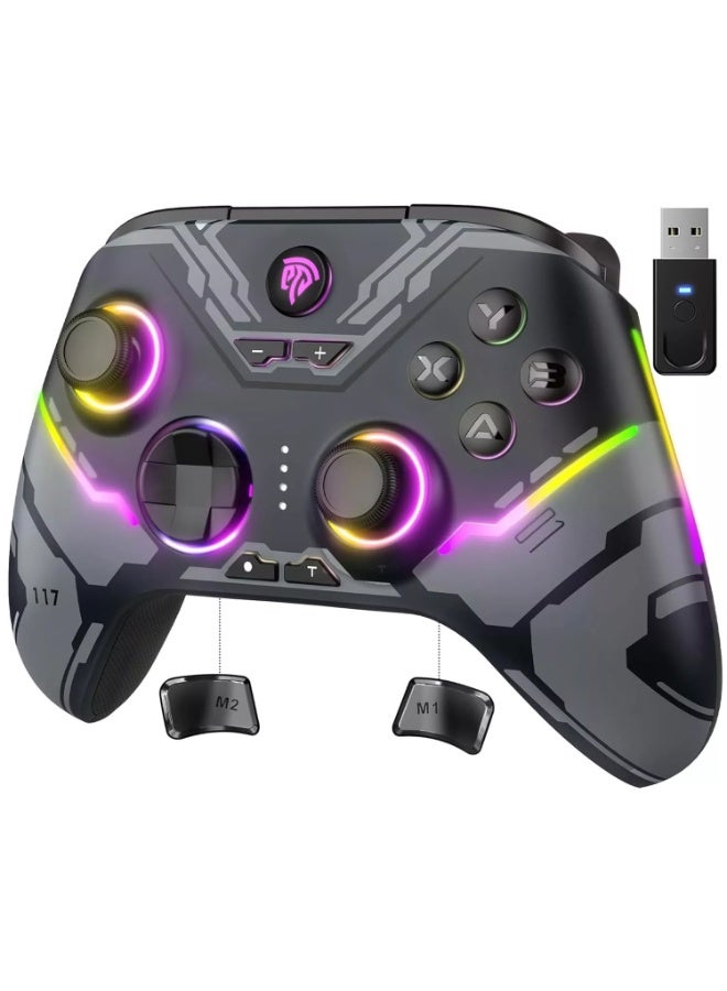 إيزي إس إم إكس وحدة تحكم لاسلكية X15 بتقنية بلوتوث مزودة بعصا تحكم هول/محفزات هول/إضاءة RGB - لا يوجد انحراف للعصا، ولا منطقة ميتة - تعمل مع أجهزة الكمبيوتر التي تعمل بنظام ويندوز، وأجهزة أندرويد، وستيم، وسويتش - Image 1