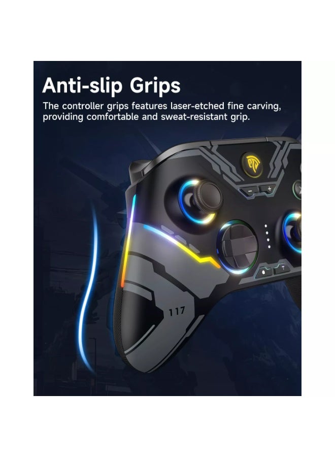 إيزي إس إم إكس وحدة تحكم لاسلكية X15 بتقنية بلوتوث مزودة بعصا تحكم هول/محفزات هول/إضاءة RGB - لا يوجد انحراف للعصا، ولا منطقة ميتة - تعمل مع أجهزة الكمبيوتر التي تعمل بنظام ويندوز، وأجهزة أندرويد، وستيم، وسويتش - Image 2