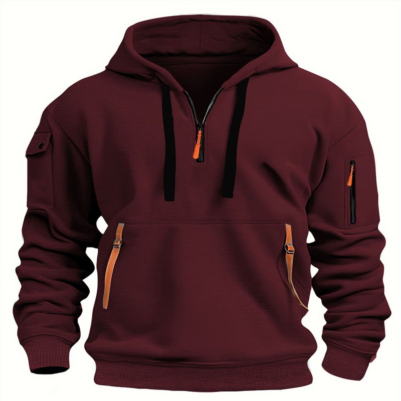 European size mens sweater hoodie zipper pullover mens casual coat cross-border for Temu shein Camel - Image 5