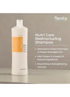 FANOLA Fanola Nutri Care Restructuring Shampoo 33.8 oz - Moisturizing & Hydrating Protein Shampoo for Dry, Damaged, and Chemically Treated Hair - Restorative & Conditioning Formula for Soft and Silky Hair  - Image 4