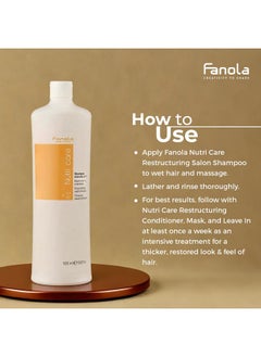 FANOLA Fanola Nutri Care Restructuring Shampoo 33.8 oz - Moisturizing & Hydrating Protein Shampoo for Dry, Damaged, and Chemically Treated Hair - Restorative & Conditioning Formula for Soft and Silky Hair  - Image 5