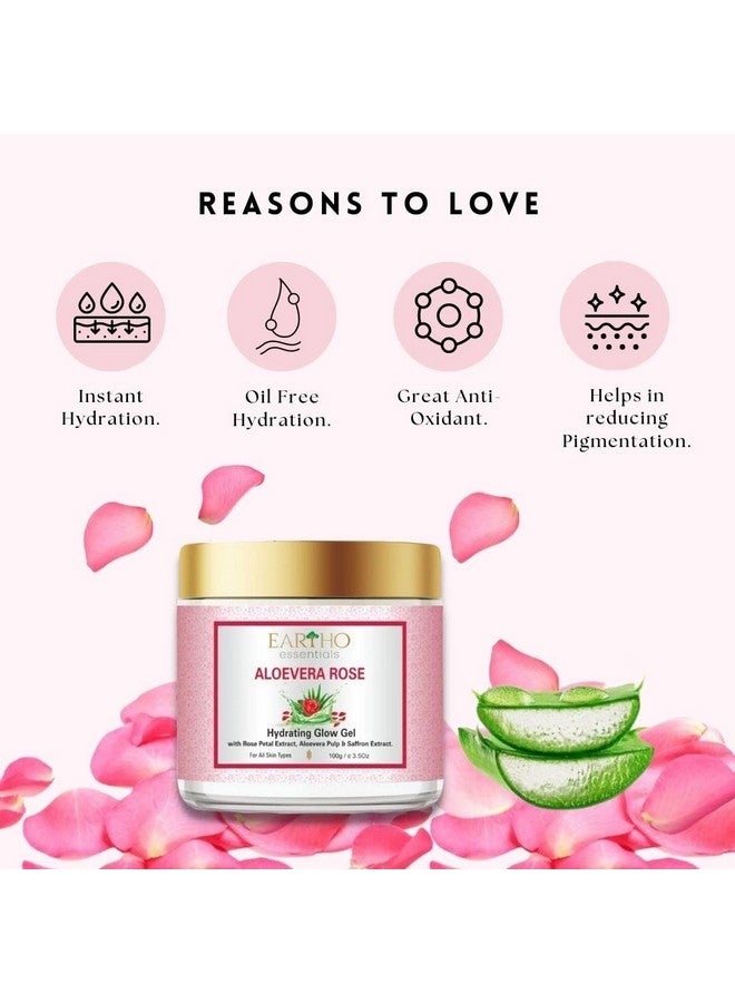 EARTHO essentials جل الترطيب المتألق من إيرثو إيسينشالز بالصبار وبتلات الورد مع مستخلص بتلات الورد، لب الصبار ومستخلص الزعفران 100 جرام وحزمة فيتامين سي 50 جرام - Image 3