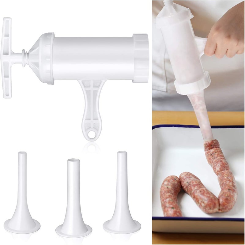 Mudder Sausage Stuffer Manual Maker Plastic Meat Filler Funnel Tubes Filling Tool for Hand Operated Food Grinder for Holiday Christmas Household Use - Image 1