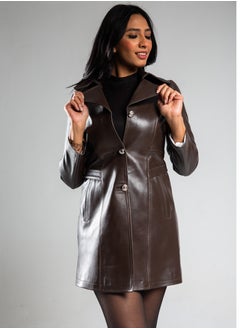 Generic Elegant natural leather jacket with excellent closure, high-quality material, brown color  - Image 2