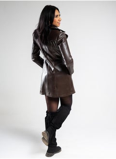 Generic Elegant natural leather jacket with excellent closure, high-quality material, brown color  - Image 3