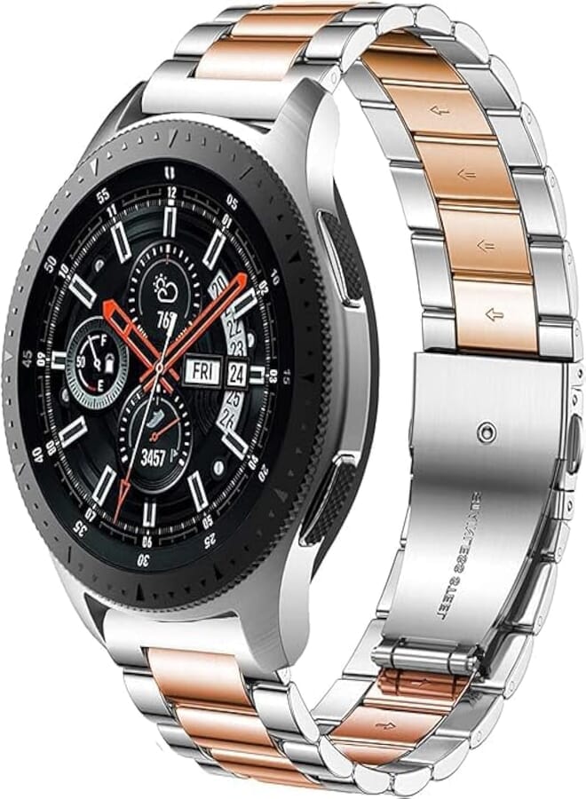 Next Next store 20mm Stainless Steel Band Compatible with Galaxy Watch 5 40mm 44mm/Galaxy Watch 5 Pro 45mm & Galaxy Watch 4 44mm/Galaxy Watch Active 2 44mm Replacemnt Strap (Silver Rose Gold), unisex-adult