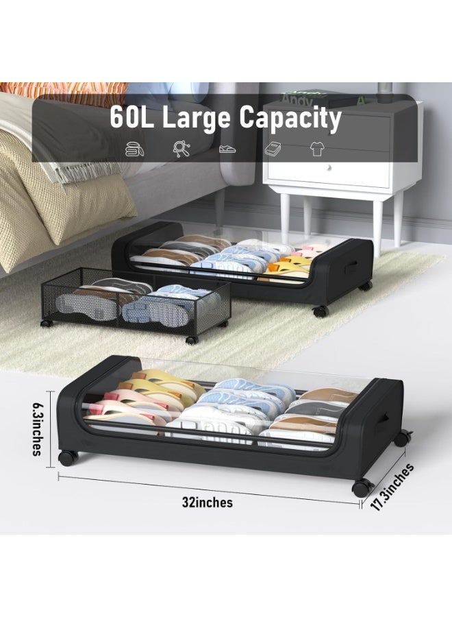 Under Bed Storage Containers, Shoe Storage with Wheels,Under Bed Storage Bins Drawer For Clothes, Blankets And Shoes, Bedding (1Pack Grey​) - Image 2