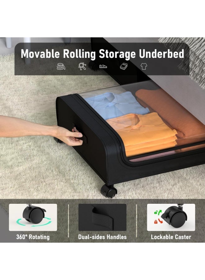 Under Bed Storage Containers, Shoe Storage with Wheels,Under Bed Storage Bins Drawer For Clothes, Blankets And Shoes, Bedding (1Pack Grey​) - Image 3