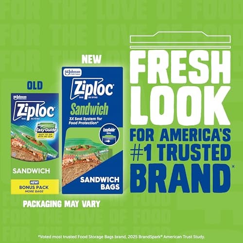 Ziploc Sandwich and Snack Bags with EasyGuide Texture Plastic Storage Bags with Grip n Seal Technology 50 Bags Total - Image 5