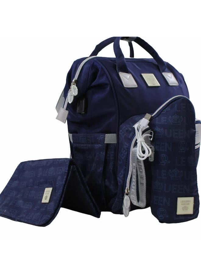 LeQueen Diamond 7th Special Edition Soft Waterproof Diaper Bag - Navy Blue - Image 2