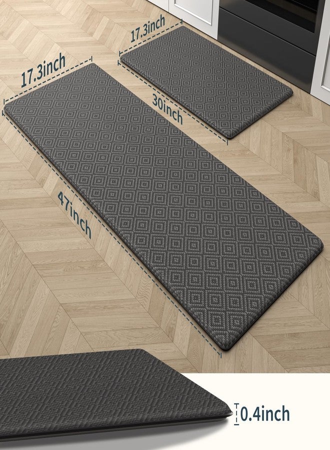 Mattitude Kitchen Mat 2PCS Kitchen Rugs Cushioned Anti-Fatigue Rug Waterproof Standing Desk Mat Kitchen Mats for Floor Kitchen Rug Set for Kitchen, Sink, Office 17.3"×30"+17.3"×47" Dark Grey - Image 2