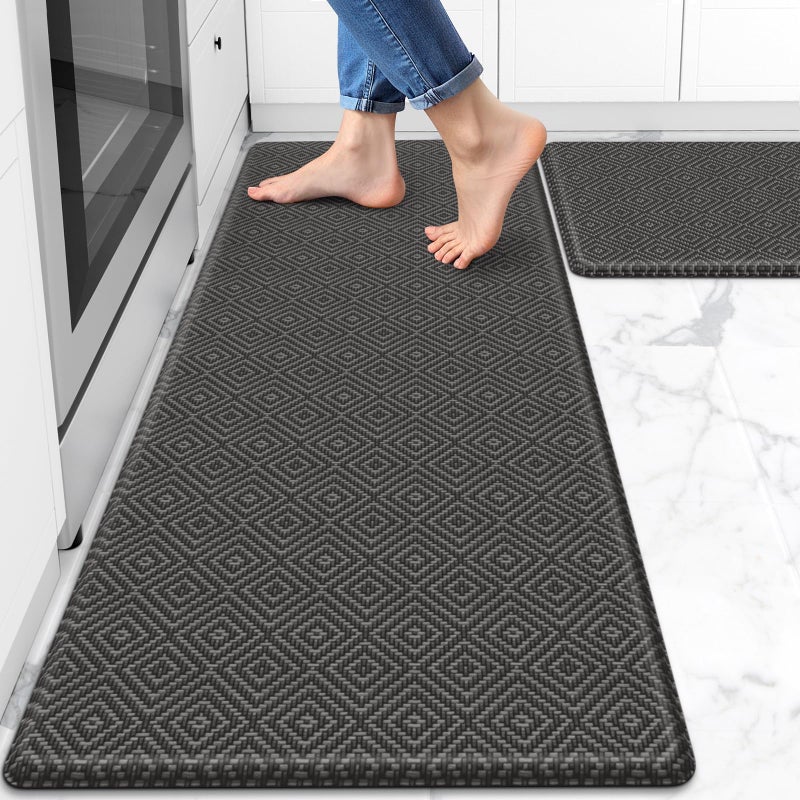 Mattitude Kitchen Mat 2PCS Kitchen Rugs Cushioned Anti-Fatigue Rug Waterproof Standing Desk Mat Kitchen Mats for Floor Kitchen Rug Set for Kitchen, Sink, Office 17.3"×30"+17.3"×47" Dark Grey - Image 1
