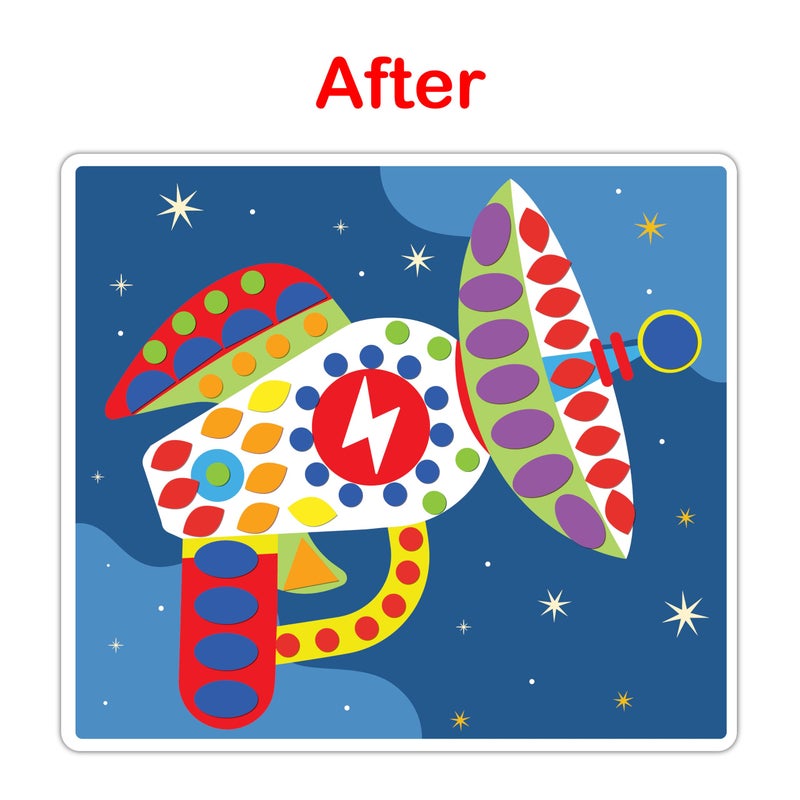 WONDRBOX Sticky Mosaic Space Art, 800+ Stickers, 6 Designs, Montessori Inspired, Age 3+ - Image 4