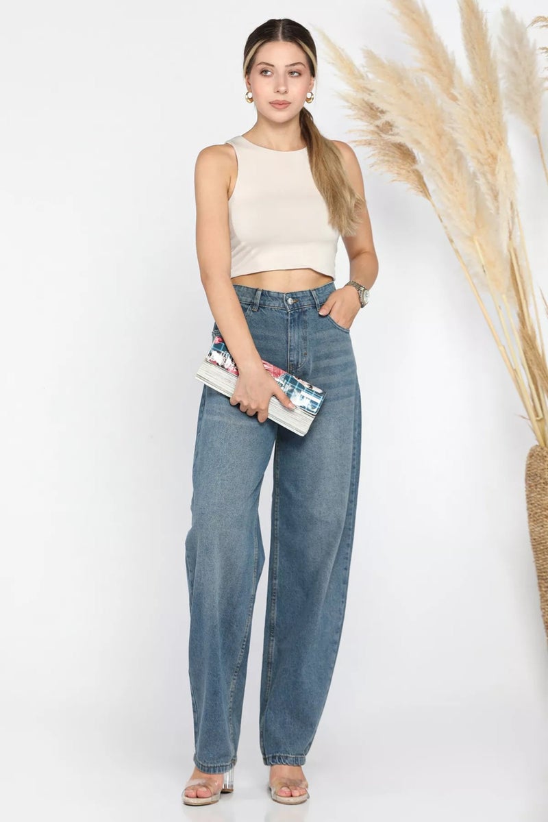 Gülseli High Waist Belt Detailed Women's Jeans  - Image 1