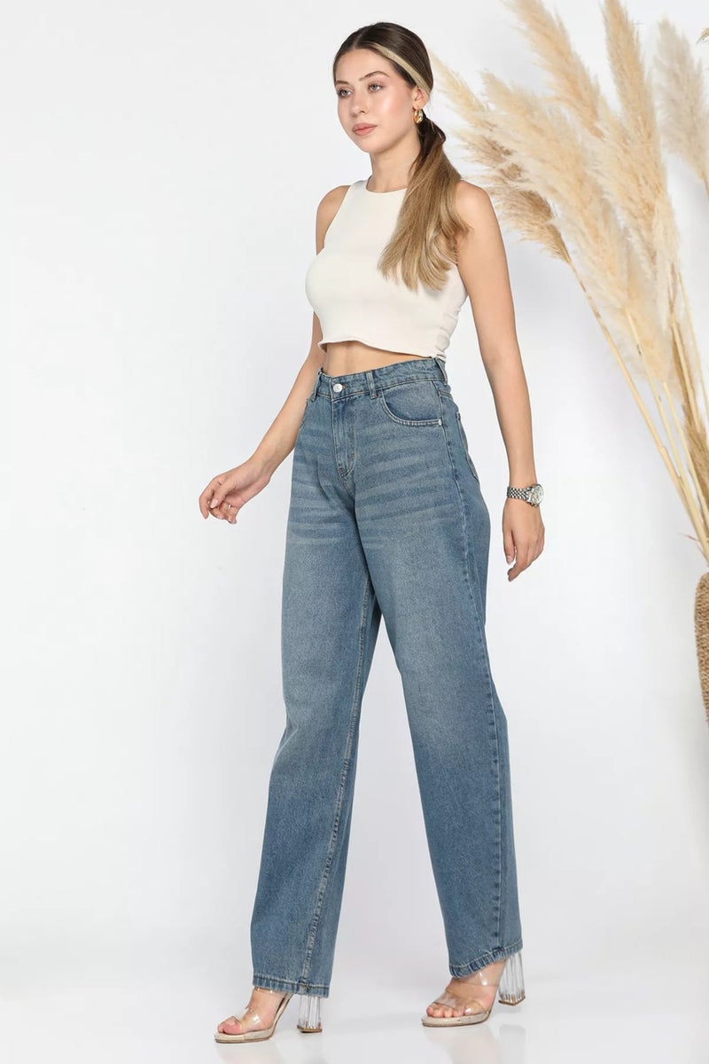 Gülseli High Waist Belt Detailed Women's Jeans  - Image 3