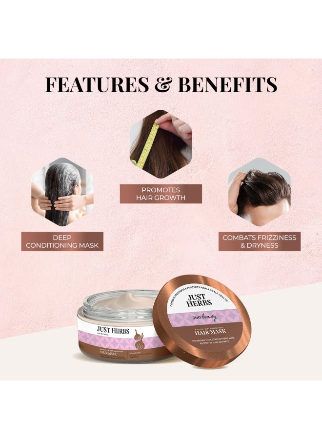 Just Herbs Anti-Hairfall Hair Mask | Castor & Black Onion Seed | Reduces Hair Fall & Dandruff | For Color-Treated & All Hair Types | Nourishing & Strengthening - Image 2