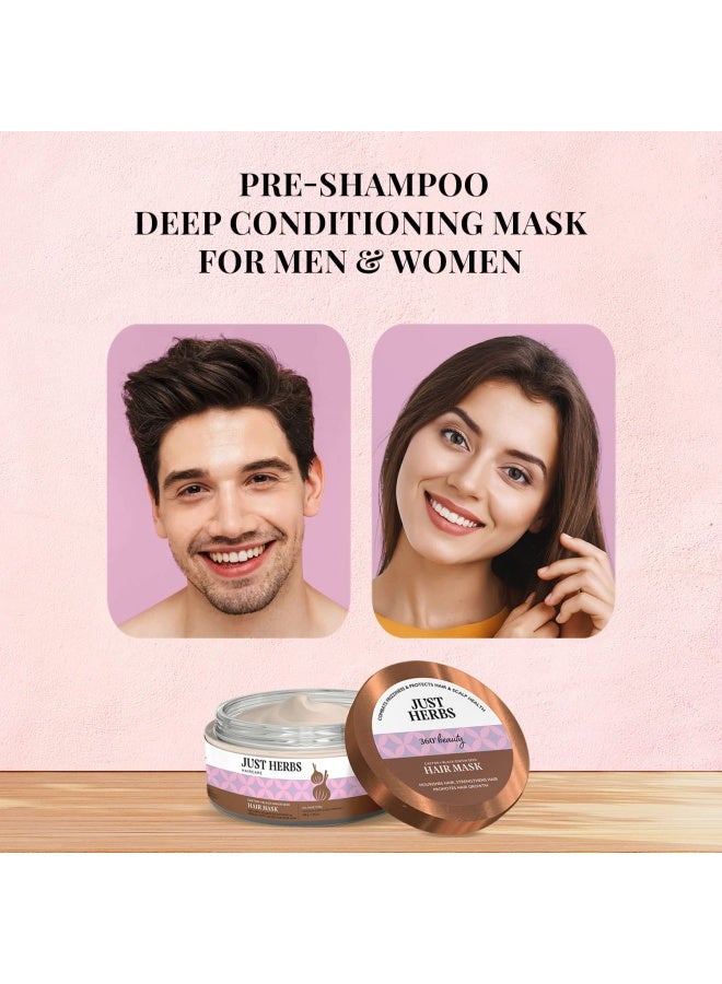 Just Herbs Anti-Hairfall Hair Mask | Castor & Black Onion Seed | Reduces Hair Fall & Dandruff | For Color-Treated & All Hair Types | Nourishing & Strengthening - Image 5