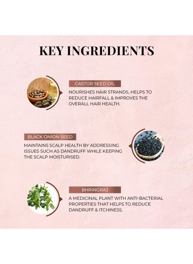 Just Herbs Anti-Hairfall Hair Mask | Castor & Black Onion Seed | Reduces Hair Fall & Dandruff | For Color-Treated & All Hair Types | Nourishing & Strengthening - Image 3