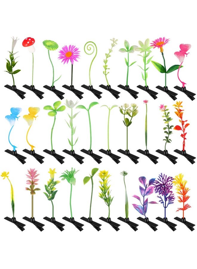 Luinabio 30 Pcs Bean Sprout Hair Clips Rave Mixed Style Plant Hairpins Hair Accessories for Party Irish(Flower Style) - Image 1
