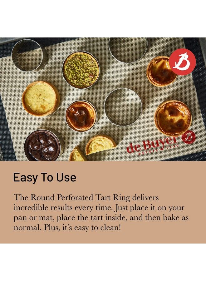 De Buyer Perforated Round Tart Ring 3” Diameter 1.4” Height Perfect For Baking Beautifully Crisp Tarts Easy To Use & Clean Made In France - Image 5
