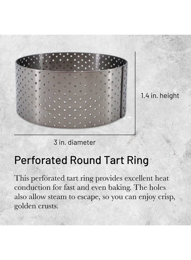 De Buyer Perforated Round Tart Ring 3” Diameter 1.4” Height Perfect For Baking Beautifully Crisp Tarts Easy To Use & Clean Made In France - Image 3
