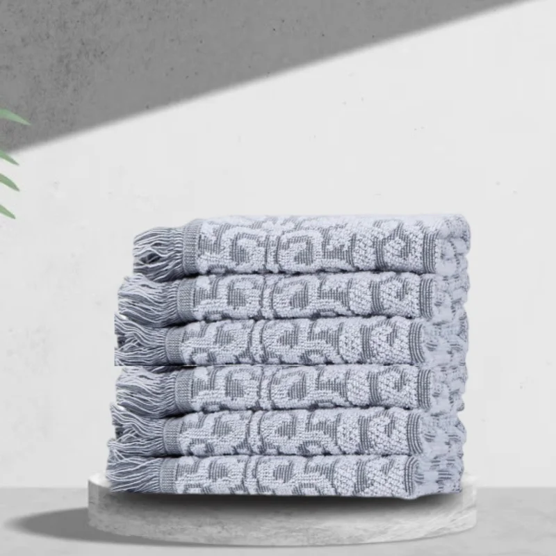 Efabrika Lesly Cotton 6 Piece 30X30 Hand/Guest Towel Set - Gray