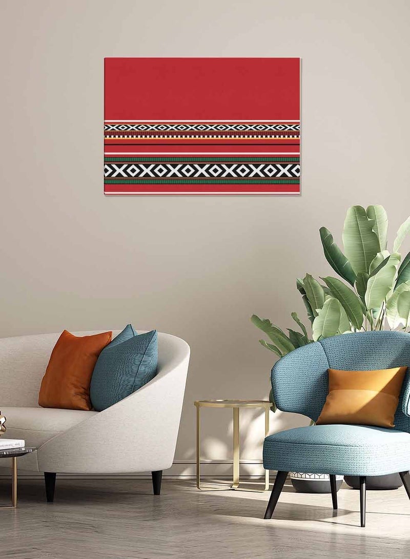 لوحة كانفاس على إطار خشبي، تصميم نمط سدو عربي بمنظر أفقي، للمنزل، غرفة المعيشة، المكتب، الديكور - Image 1