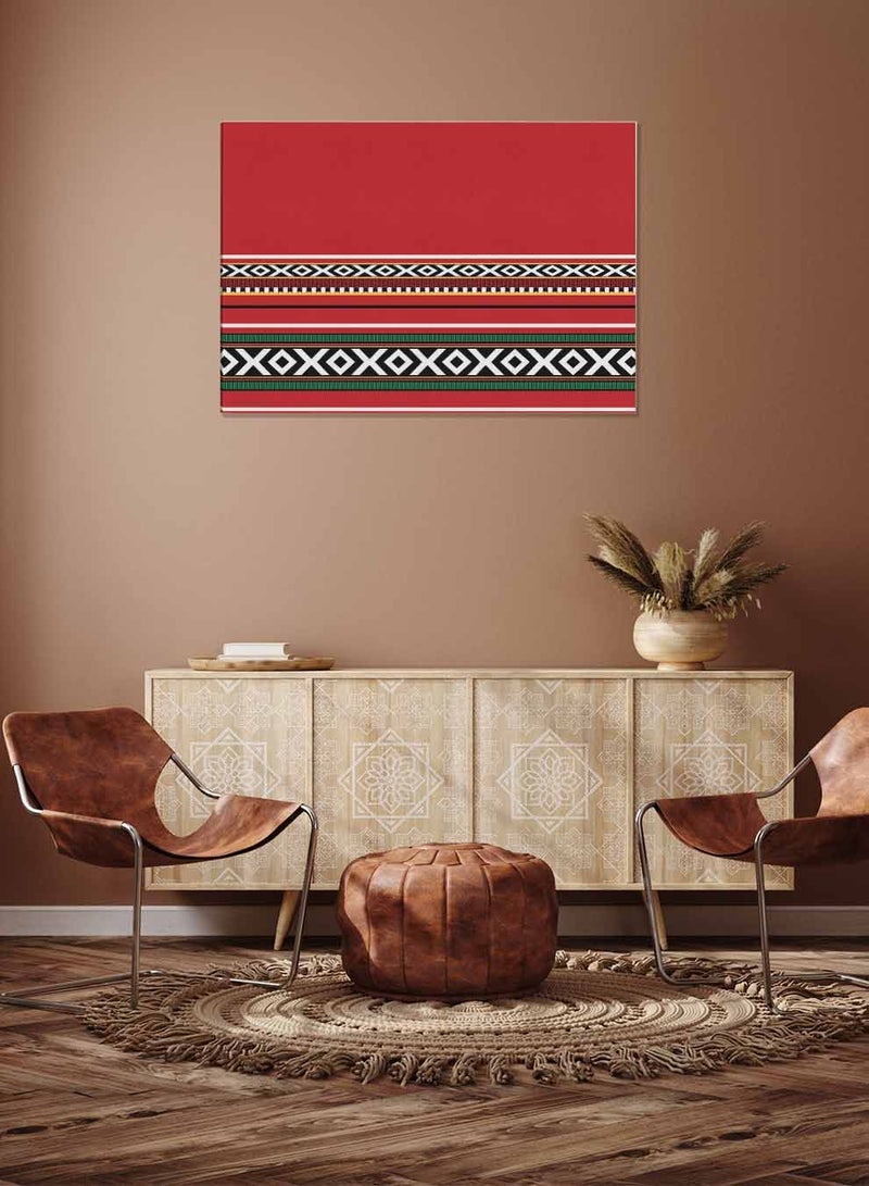 لوحة كانفاس على إطار خشبي، تصميم نمط سدو عربي بمنظر أفقي، للمنزل، غرفة المعيشة، المكتب، الديكور - Image 3