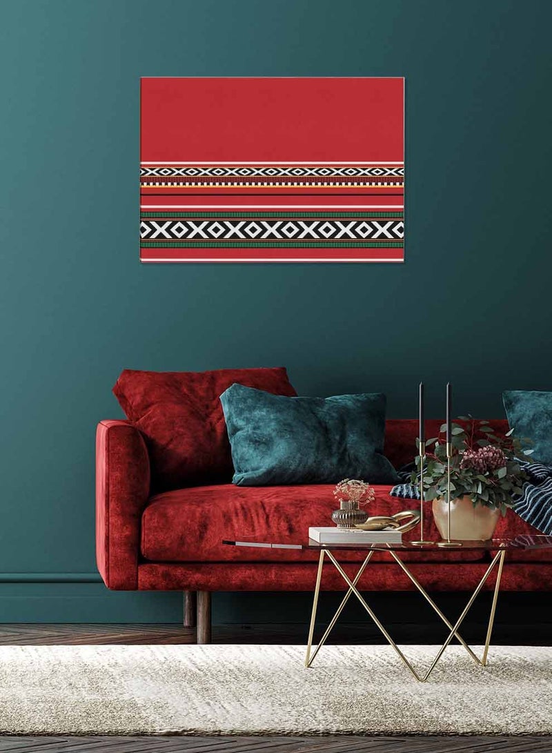 لوحة كانفاس على إطار خشبي، تصميم نمط سدو عربي بمنظر أفقي، للمنزل، غرفة المعيشة، المكتب، الديكور - Image 2