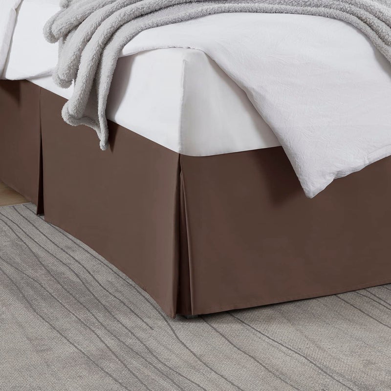 Nestl Nestl Dark Brown Bed Skirt King Size  King Bed Skirt 14 Inch Drop  Brushed Microfiber Bed Skirts  Hotel Quality Pleated Bed Skirt  Shrinkage  Fade Resistant 