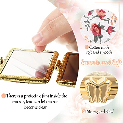 Blulu 24 Pcs Compact Mirror for Purse Bulk Small Flower Pocket Mirror Folding Floral Retro Return Gifts for Women Makeup Travel Portable(Gold Edge) - Image 3