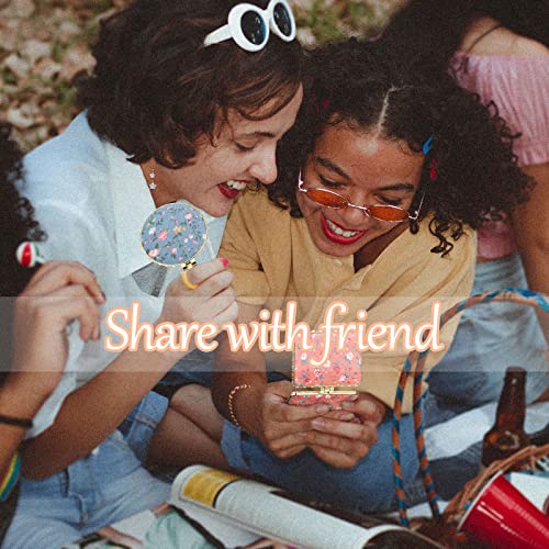 Blulu 24 Pcs Compact Mirror for Purse Bulk Small Flower Pocket Mirror Folding Floral Retro Return Gifts for Women Makeup Travel Portable(Gold Edge) - Image 5