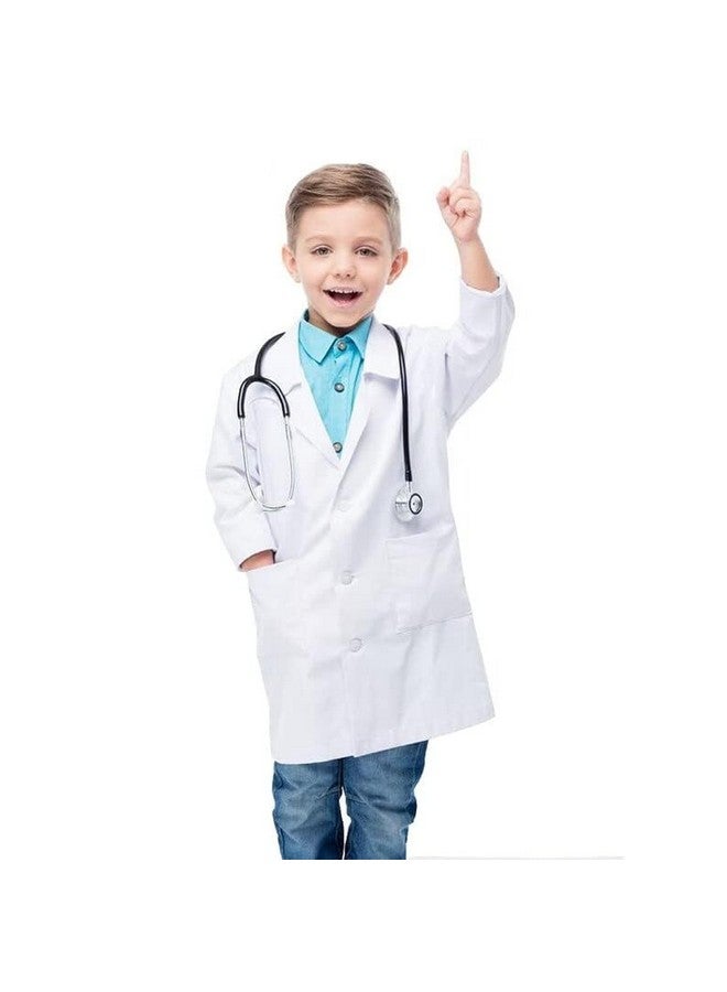Dress To Impress Dc1001 Unisex Kids Doctor Coat Costumes Dress For Boys & Girls Set Of 4 (Doctor Coat, Stethoscope, Injections & Surgical Masks) - Polyester, White  - Image 1
