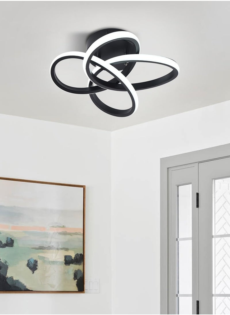 Ganeed - Hallway Light,Black Flush Mount Chandelier,LED Ceiling Lights Kitchen Led Light Fixtures for Foyer Bedroom Garage Bathroom Balcony Corridor Entryway Stair Aisle Ceiling Lamp,6000K - Image 1