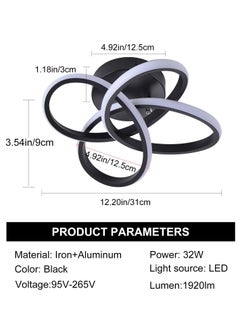 Ganeed Hallway Light,Black Flush Mount Chandelier,LED Ceiling Lights Kitchen Led Light Fixtures for Foyer Bedroom Garage Bathroom Balcony Corridor Entryway Stair Aisle Ceiling Lamp,6000K  - Image 3